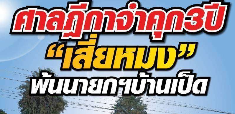 ศาลฎีกาจำคุก3ปี “เสี่ยหมง” นายกฯบ้านเป็ด