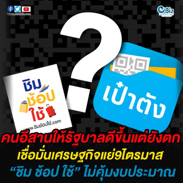 คนอีสานให้รัฐบาลดีขึ้นแต่ยังตก เชื่อมั่นเศรษฐกิจแย่ 9 ไตรมาส “ชิม ช้อป ใช้” ไม่คุ้มงบประมาณ