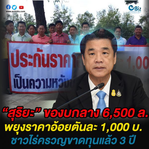 “สุริยะ” ของบกลาง 6,500 ล. พยุงราคาอ้อยตันละ 1,000 บ. ชาวไร่ครวญขาดทุนแล้ว 3 ปี “สุริยะ” ของบกลาง 6,500 ล. พยุงราคาอ้อยตันละ 1,000 บ. ชาวไร่ครวญขาดทุนแล้ว 3 ปี