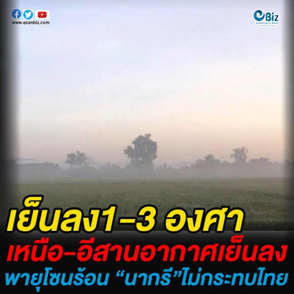 เหนือ-อีสาน อุณหภูมิลด 1-3 องศา ภาคใต้ยังมีฝนต่อเนื่อง เหนือ-อีสาน อุณหภูมิลด 1-3 องศา ภาคใต้ยังมีฝนต่อเนื่อง