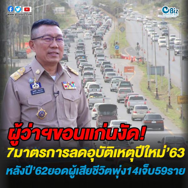 ผู้ว่าฯขอนแก่นงัด7มาตรการลดอุบัติเหตุปีใหม่’63 หลังปี’62ยอดผู้เสียชีวิตพุ่ง14เจ็บ59ราย ผู้ว่าฯขอนแก่นงัด7มาตรการลดอุบัติเหตุปีใหม่’63 หลังปี’62ยอดผู้เสียชีวิตพุ่ง14เจ็บ59ราย