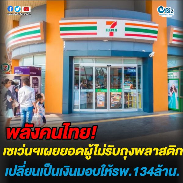 เซเว่นฯเผยยอดผู้ไม่รับถุงพลาสติก เปลี่ยนเป็นเงินมอบให้รพ.134ล้าน. เซเว่นฯเผยยอดผู้ไม่รับถุงพลาสติก เปลี่ยนเป็นเงินมอบให้รพ.134ล้าน.