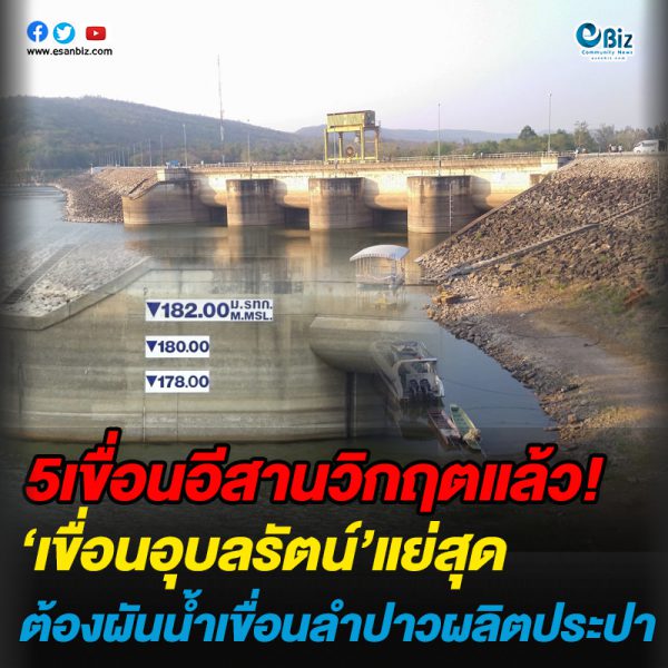 5เขื่อนอีสานวิกฤตแล้ว‘เขื่อนอุบลรัตน์’แย่สุดต้องผันน้ำเขื่อนลำปาวผลิตประปา