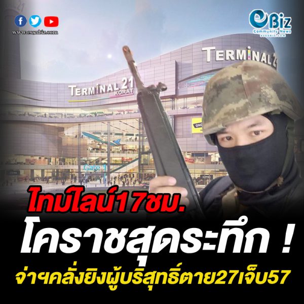 ไทม์ไลน์17ชม. โคราชสุดระทึก ! จ่าฯคลั่งยิงผู้บริสุทธิ์ตาย27เจ็บ57