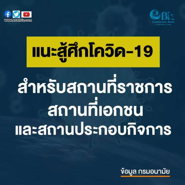 แนะสู้ศึกโควิด-19 สำหรับสถานที่ราชการ สถานที่ทำงานเอกชนและสถานประกอบกิจการ