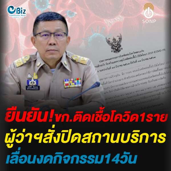 ยืนยันแล้ว!ขอนแก่นติดเชื้อโควิด1ราย ผู้ว่าฯออกประกาศสั่งปิดสถานบริการ-เลื่อนงดกิจกรรมที่มีคนหมู่มาก นาน 14 วัน