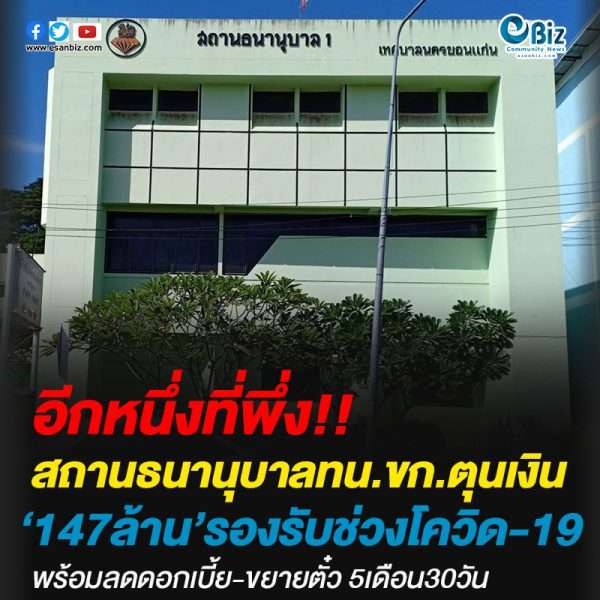 สถานธนานุบาล ทน.ขอนแก่น ตุนเงิน ‘147ล้าน’รองรับช่วงโควิด-19