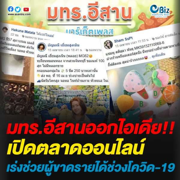 มทร.อีสาน ออกไอเดียเปิดตลาดออนไลน์ เร่งช่วยเหลือผู้ขาดรายได้ช่วงโควิด-19