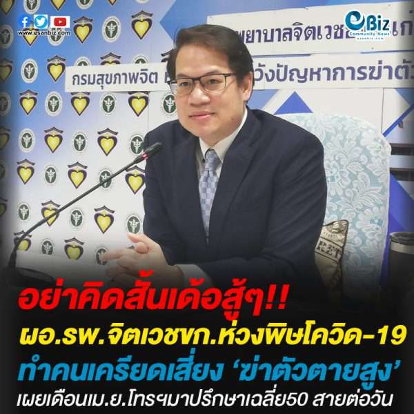 จิตแพทย์ขอนแก่นห่วงพิษโควิด-19ทำคนเครียดเสี่ยง ‘ฆ่าตัวตายสูง’