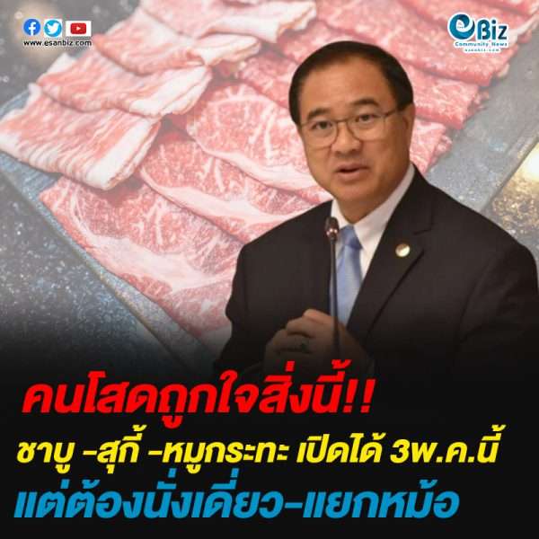 3 พ.ค. นี้เปิดได้ ชาบู -สุกี้ -หมูกระทะ แต่ต้องนั่งเดี่ยว-แยกหม้อ