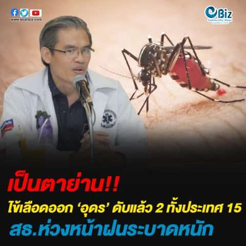 ไข้เลือดออก ‘อุดร’ ดับแล้ว 2 ทั้งประเทศ 15 สธ.ห่วงหน้าฝนระบาดรุนแรง