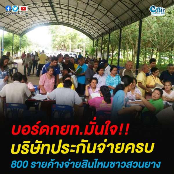 800 รายค้างจ่ายสินไหมชาวสวนยาง “บอร์ดกยท.” มั่นใจบริษัทประกันจ่ายครบ