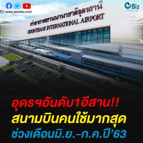 อุดรฯอันดับ1อีสาน!!สนามบินคนใช้มากสุดช่วงเดือนมิ.ย.-ก.ค.ปี’63