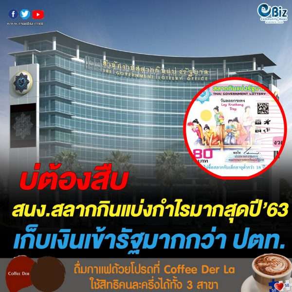 สนง.สลากกินแบ่งรัฐบาล อู้ฟู่ นำส่งรายได้ 46,500 ล้านบาท มากสุดในประเทศ