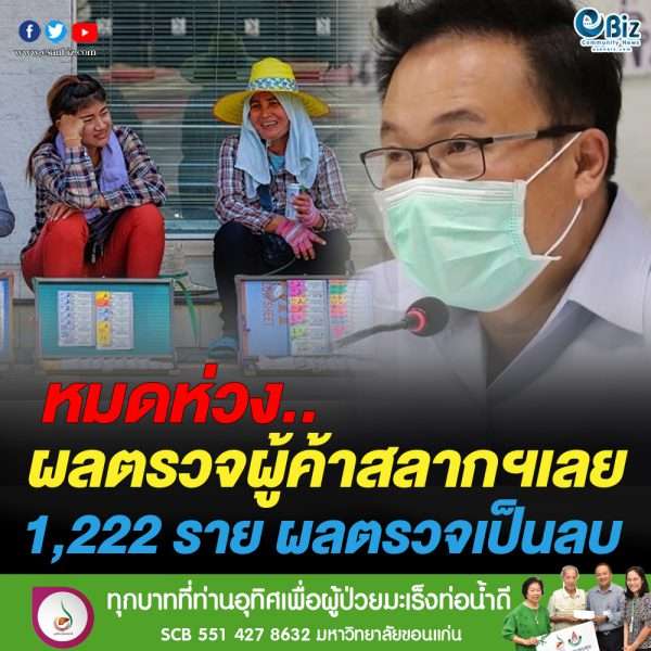 ผลตรวจผู้ค้าสลากินแบ่งรัฐบาล จ.เลยหมดห่วงผลโควิด-19เป็นลบ