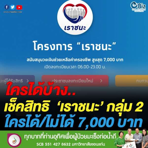 เช็คสิทธิ์เราชนะ กลุ่ม 2 ผู้ที่เคยใช้สิทธิ “คนละครึ่ง-เราเที่ยวด้วยกัน”