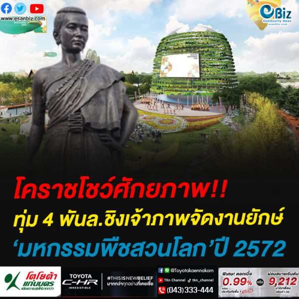โคราชโชว์ศักยภาพ ชิงเจ้าภาพจัด “มหกรรมพืชสวนโลก 2572” ครั้งแรกในอีสานทุ่ม 4,000 ล้านเนรมิตที่ดิน 523 ไร่ ต.เทพาลัย อ.คง  คาด 2 สัปดาห์รู้ผล