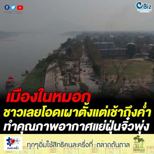 เลยคุณภาพอากาศแย่ฝุ่นจิ๋ว PM 2.5. พุ่ง