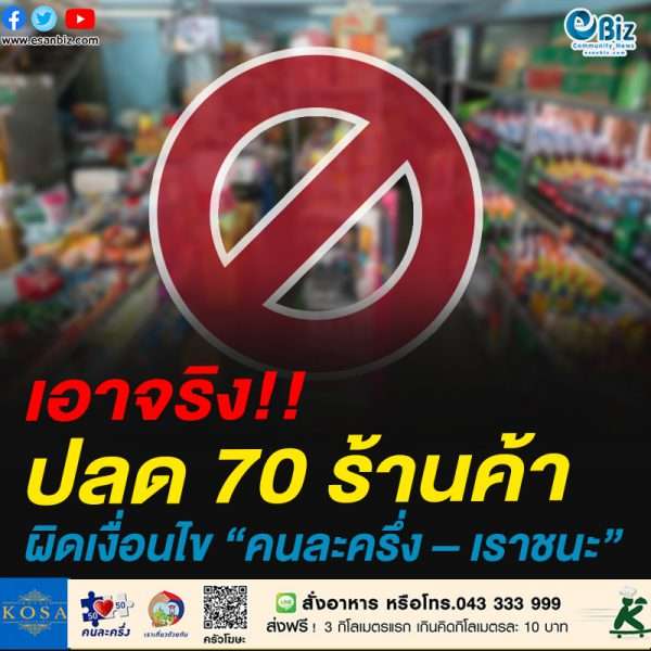 เอาจริง! ปลด 70 ร้านค้าผิดเงื่อนไข “คนละครึ่ง – เราชนะ”