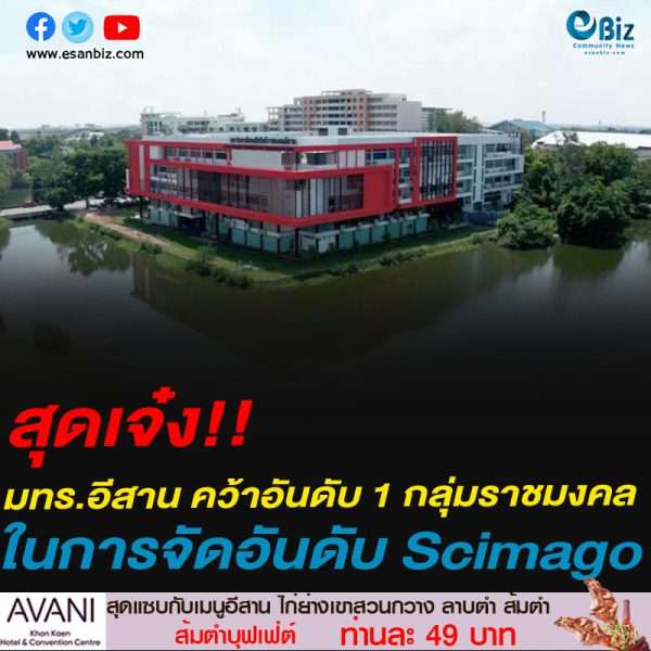 มทร.อีสาน คว้าอันดับ 1 กลุ่มราชมงคล  ในการจัดอันดับ Scimago