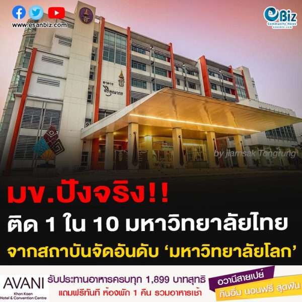 มข.ปังจริง!!ติด 1 ใน 10 มหาวิทยาลัยไทยจากสถาบันจัดอันดับ ‘มหาวิทยาลัยโลก’