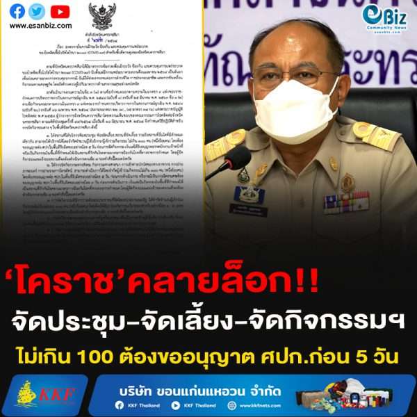 ‘โคราช’คลายล็อก!!จัดประชุม-จัดเลี้ยง-จัดกิจกรรมฯไม่เกิน 100 คนต้องขออนุญาต ศปก.ก่อน 5 วัน