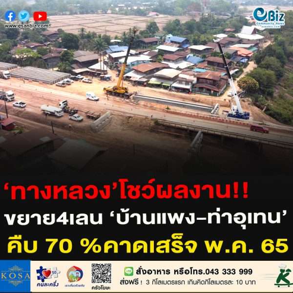 ‘ทางหลวง’โชว์ผลงาน!!ขยาย4เลน ‘บ้านแพง-ท่าอุเทน’คืบ 70 %คาดเสร็จ พ.ค. 65 ‘ทางหลวง’โชว์ผลงาน!!ขยาย4เลน ‘บ้านแพง-ท่าอุเทน’คืบ 70 %คาดเสร็จ พ.ค. 65
