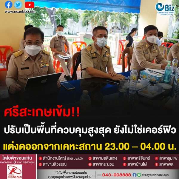 ศรีสะเกษเข้ม!! ปรับเป็นพื้นที่ควบคุมสูงสุด ยังไม่ใช่เคอร์ฟิว แต่งดออกจากเคหะสถาน 23.00 – 04.00 น.