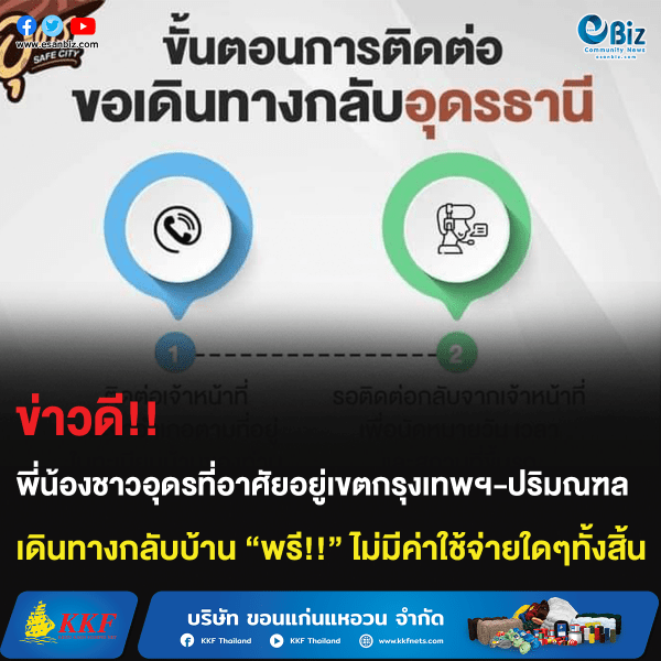 ข่าวดี!! พี่น้องชาวอุดรที่อาศัยอยู่เขตกรุงเทพฯ-ปริมณฑล เดินทางกลับบ้าน “ฟรี!!” ไม่มีค่าใช้จ่ายใดๆทั้งสิ้น