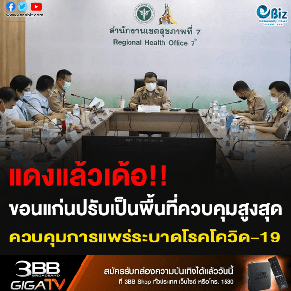 แดงแล้วเด้อ!! ขอนแก่นปรับเป็นพื้นที่ควบคุมสูงสุด ควบคุมการแพร่ระบาดโรคโควิด-19