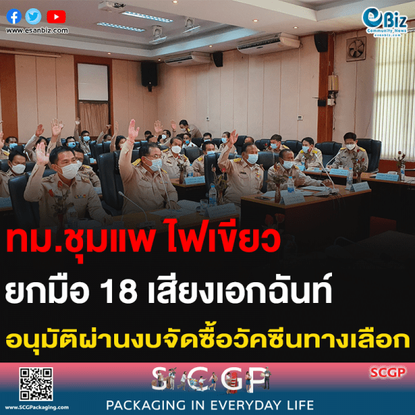 ทม.ชุมแพ ไฟเขียว ยกมือ 18 เสียงเอกฉันท์ อนุมัติผ่านงบจัดซื้อวัคซีนทางเลือก