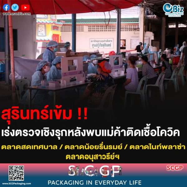 สุรินทร์เข้ม!! เร่งตรวจเชิงรุกหลังพบแม่ค้าติดเชื้อโควิค