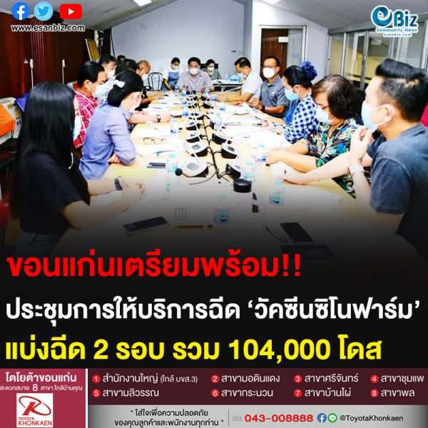 ขอนแก่นเตรียมความพร้อม!! ประชุมการให้บริการฉีด ‘วัคซีนซิโนฟาร์ม’ แบ่งฉีด 2 รอบ รวม 104,000 โดส