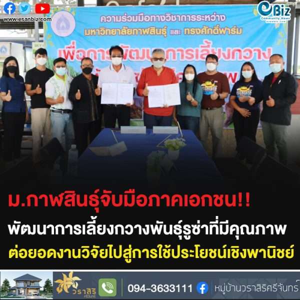 ม.กาฬสินธุ์จับมือภาคเอกชน!! พัฒนาการเลี้ยงกวางพันธุ์รูซ่าที่มีคุณภาพ ต่อยอดงานวิจัยไปสู่การใช้ประโยชน์เชิงพาณิชย์