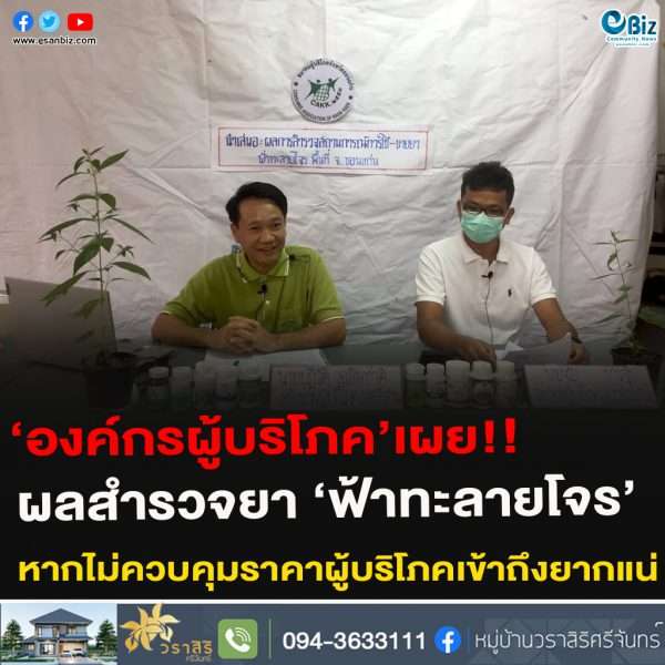 องค์กรผู้บริโภคเผยผลสำรวจยาฟ้าทะลายโจร  หากไม่ควบคุมราคาผู้บริโภคเข้าถึงยากแน่