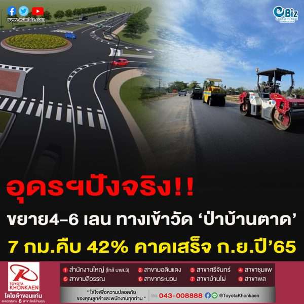 อุดรฯปังจริง!!ขยาย4-6 เลน ทางเข้าวัด ‘ป่าบ้านตาด’ 7 กม.คืบ 42% คาดเสร็จ ก.ย.ปี ’65