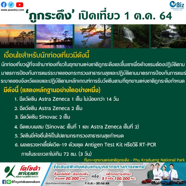 ภูกระดึง เปิดเที่ยว 1 ต.ค. 64