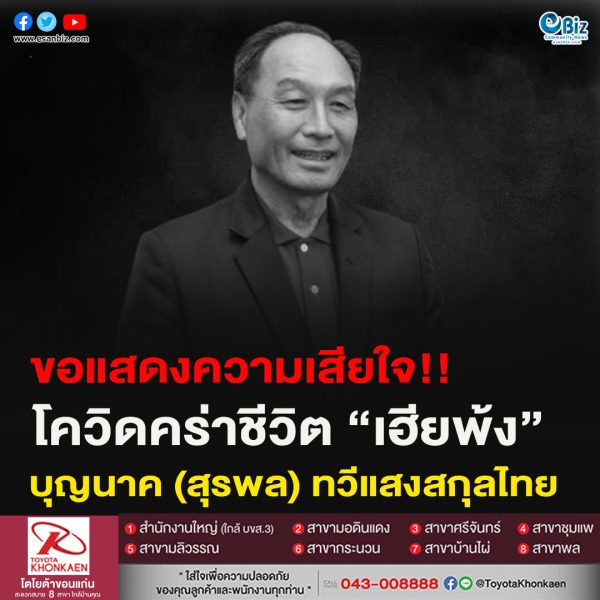  ด่วน ! โควิด 19   พรากชีวิต“เฮียพ้ง”  สุรพล ทวีแสงสกุลไทย