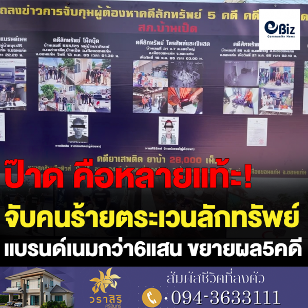 จับคนร้ายตระเวนลักทรัพย์  ของแบรนด์เนมกว่า 6แสน ขยายผล 5 คดี