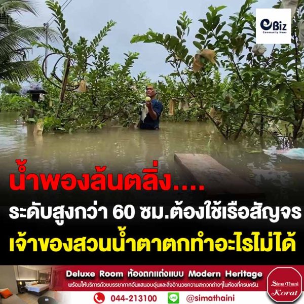 ขอนแก่น สวนฝรั่งน้ำท่วมเจ้าของสวนน้ำตาตก