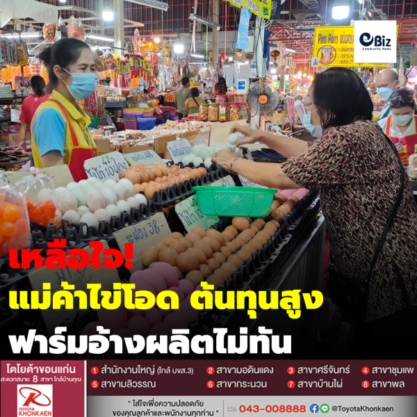 แม่ค้าไข่โคราชบ่นของขาดตลาด ต้นทุนจากฟาร์มสูงจำใจขึ้นราคา