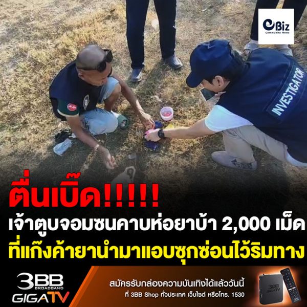 ของใครมารับได้ เจ้าตูบจอมซนคาบห่อยาบ้า 2,000 เม็ด ที่แก๊งค้ายานำมาแอบซุกไว้ริมทาง แต่ถูกสุนัขคาบมากัดเล่น