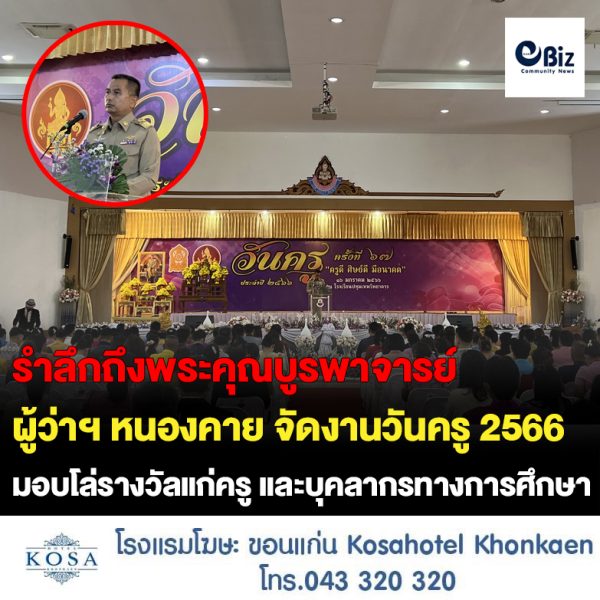 ศึกษาธิการจังหวัดหนองคาย จัดงานวันครู ประจำปี 2566 เพื่อเป็นรำลึกถึงพระคุณบูรพาจารย์ และยกย่องเชิดชูเกียรติครู