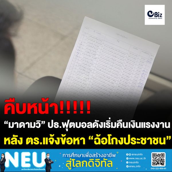 “มาดามวิ” ปธ.ฟุตบอลดังทยอยคืนเงินแรงงาน ตร.แจ้งข้อหา “ฉ้อโกงประชาชน”