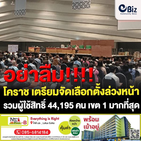 โคราช เตรียมจัดเลือกตั้งล่วงหน้า รวมผู้ใช้สิทธิ์ 44,195 คน เขต 1 มากที่สุด 22,842 คน 