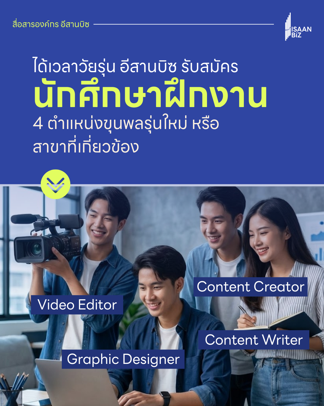รับด่วน! เด็กฝึกงานสายเลือดใหม่ มา “ปล่อยของ” ให้สุดกราฟ กับ IsaanBiz Media House! (รอบ 1 ธ.ค. – 31 ม.ค.)
