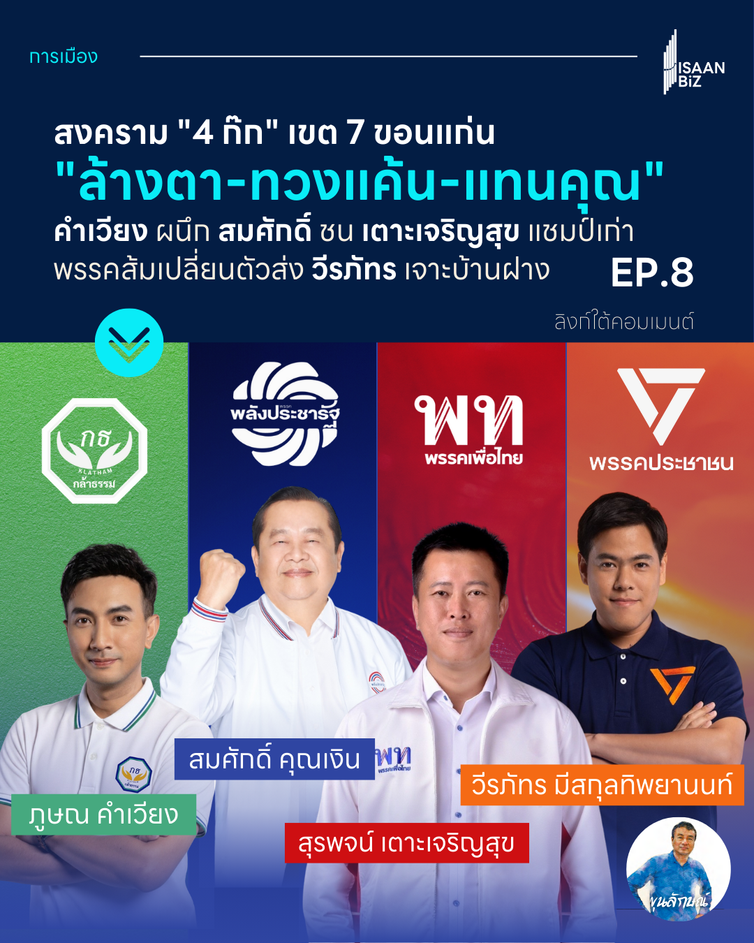 📃EP.8: เขต 7 เดือดพล่าน! เปิดศึก 4 เส้า “ล้างตา-ทวงแค้น-แทนคุณ” เมื่อ “คำเวียง” ทิ้งส้มซบ “กล้าธรรม” ชน “เตาะเจริญสุข” แชมป์เก่า!