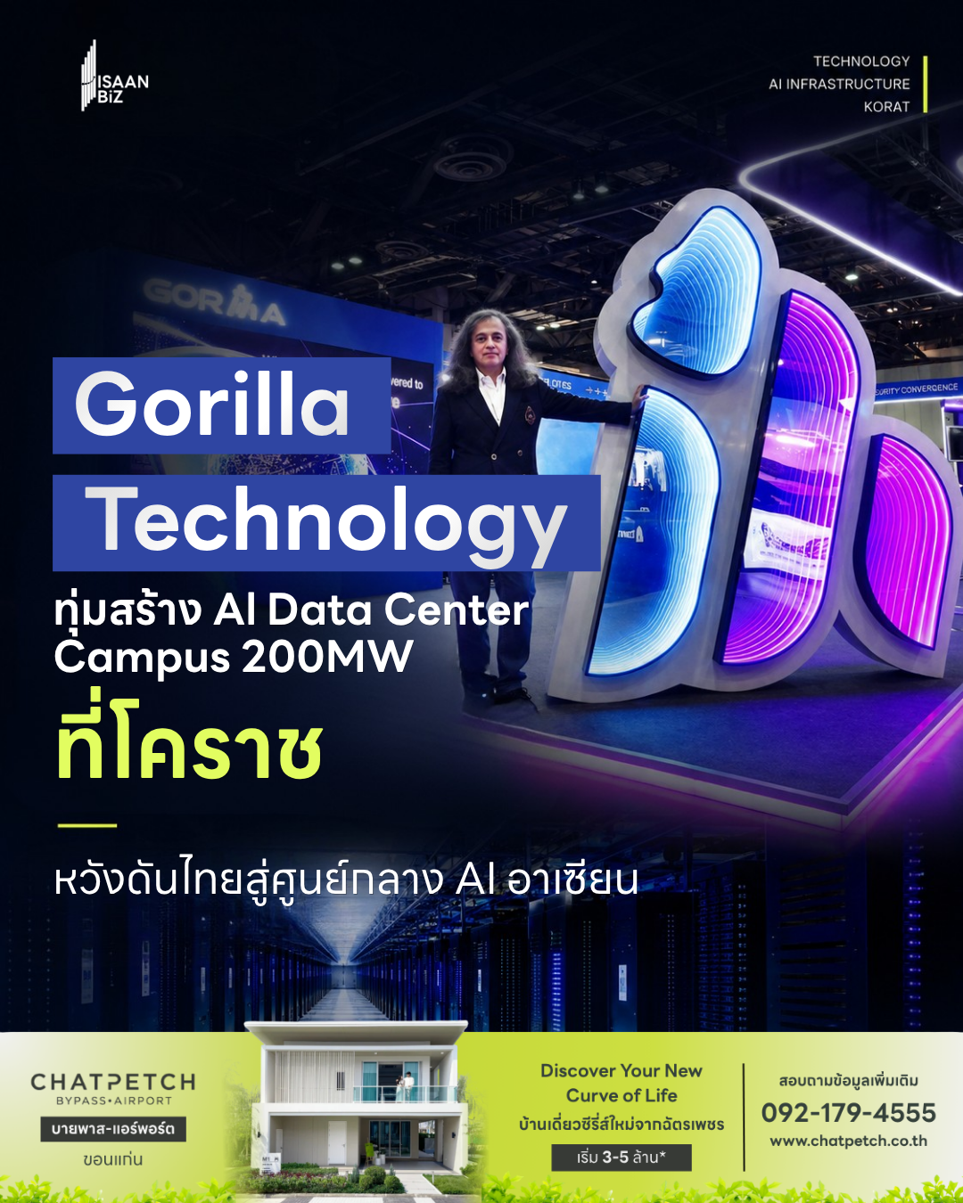 ไทยเร่งเกม AI Infrastructure! Gorilla Technology ทุ่มสร้าง AI Data Center Campus 200MW ที่โคราช หวังดันไทยสู่ศูนย์กลาง AI อาเซียน